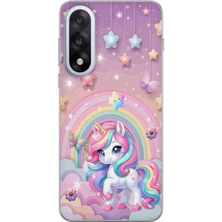 Kompatibel Mobilcover til OnePlus Nord 5 Magisk enhjørning med regnbue manke, stjerner og sommerfugle mod en pastelfarvet himmel med skyer