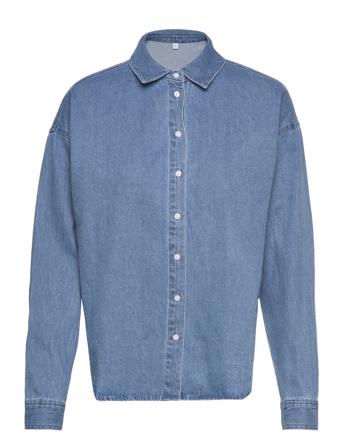 Vinala Fay L/S Denim Shirt Pitkähihainen Paita Sininen Vila