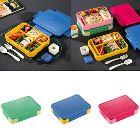 Bento Lunch Box Salladsdressing Behållare Frukt Snack Box Blue