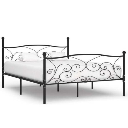 VidaXl Sängram Svart Metall Med Ribbotten 200X200 Cm - Litenleker