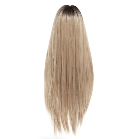 Blond Syntetisk Hår Front Lace Paryk med Langt Lige Pandehår - 70cm
