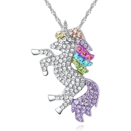 Mode Unicorn Vedhæng Halskæde, Glimtende Krystal Charm Halskæde, Unicorn Smykker Halskæde, Regnbue Unicorn Smykker Gave til Piger
