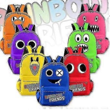 Rainbow Friends Skolesekk Gutter Ryggsekk Jenter Bokveske Barn Gave (Kongeblå)