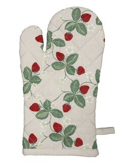 Grillvott Sommerlig med trykt jordbærmotiv Lin