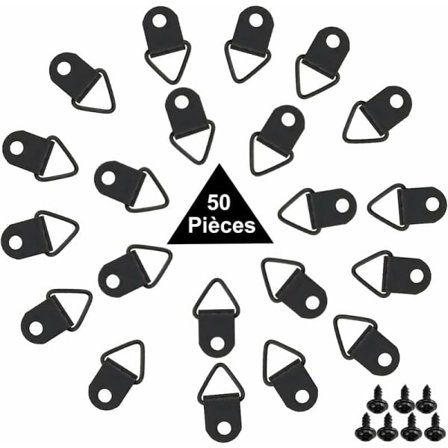 50 stk. D-ringe Billedrammekroge, D-ringe Billedrammekrogsskruer til Ophængning af Billeder til Ophængning af Ure, Malerier, Spejle