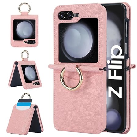 Z Flip 6 -lompakko-kotelo, RFID-suojaava korttipidike, nahkainen iskunkestävä kotelo Samsung Galaxy Z Flip 6:lle renkaalla