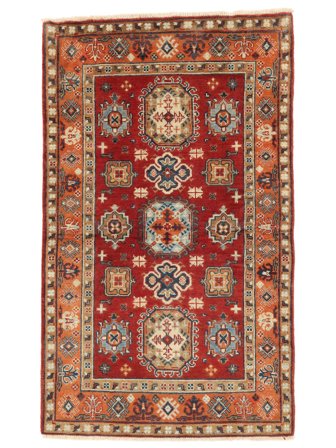 Kazak Fine Rug 91X153 Dark Red/Brown Wool, Afghanistan