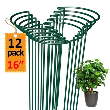12-pack Växtstöd 16 Tum (40 cm), Trädgårdsstöd för Blommor, Hortensior – Halvcirkelformad Metallställning för Utomhusväxter_OF