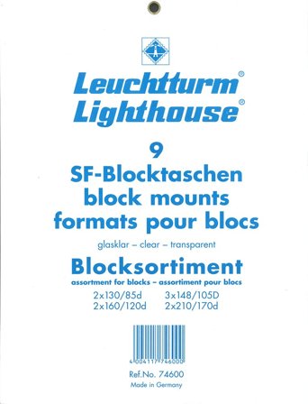 Klemlomme - Stribesortiment til blokke - Glasklar - 9 forskellige typer