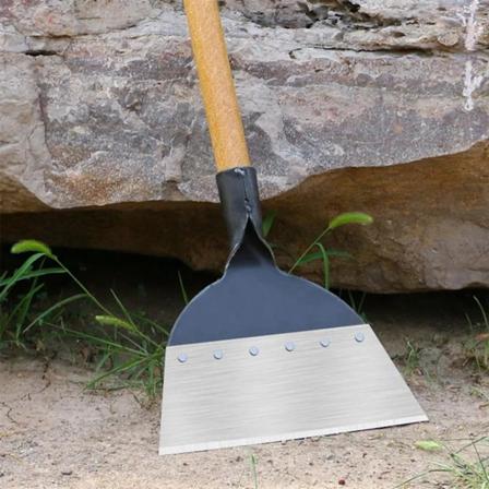 Utendørs hagerengjøringsspade multifunksjonell stålflat spade isspade ugressplanting gård ugressverktøy (25x21cm)