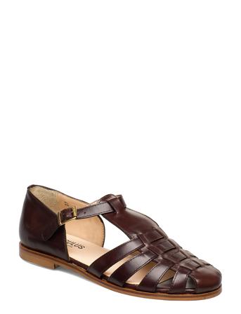Sandals - Flat - Closed Toe - Op Shoes Summer Shoes Flat Sandals Brun ANGULUS