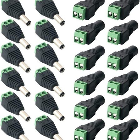 24 stk profesjonell DC-kontaktplugg fatning 12V DC strømkoblingsadapter
