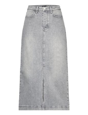 Lr-Ella Knelangt Skjørt Grå Levete Room*Betinget Tilbud