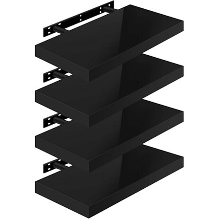 Rootz 4 seinähyllyn sarja - Esittelyhyllyt - Säilytyshyllyt - Kestävä MDF- ja PVC-viilu - Monipuolinen ja helppo asennus - Kantavuus jopa 15 kg - Saat