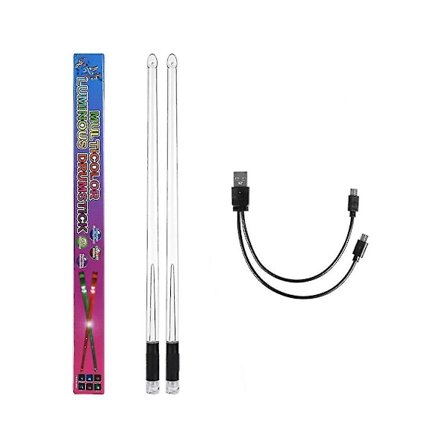 Led Lysende Trommestikker 15 Fargegradienter Usb Oppladbar+bryter Elektroniske Trommestikker For