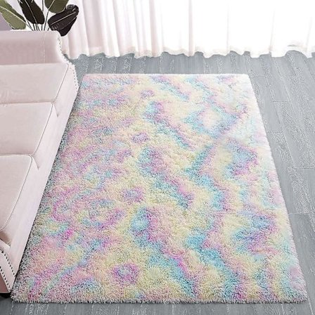 Tflycq Fluffy Area Mattor, 3x5 Fot Regnbågsmatta, Ultra Mjuk inomhus Moderna plyschmattor För Vardagsrum Sovrum Barnrum Barnrum Heminredning, 
