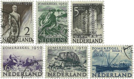 Holland 1950 - NVPH 550-555 - Stemplet