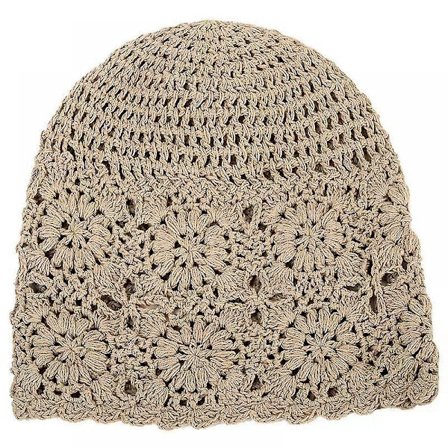 Blomstermønstret Hæklet Slouchy Beanie Hat Håndlavet Strikket Udskåret Kvinder Blomster Skull Cap Strækbar Strikket Hæklet (FMY)