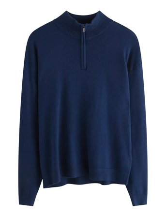Lindex Sweater Fineknit Halfzip - Navy - 170