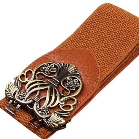 Bredt elastisk taljebælte Retro spænde linning BRONZE-KAMEL