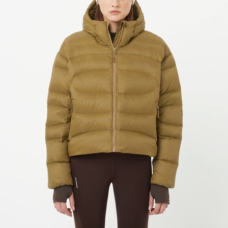 Salomon - Doudoune à capuche pour femme Outline Novelty Cropped Down - Brilliant Olive