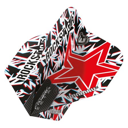 Winmau Darts Flights Standard Joe Cullen Rockstar Prism Zeta Red/Black/White 100 Micron 3 Sets