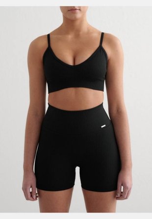 aim'n Ribbed Seamless Deep Cut Bra Träningskläder Dam Svart XS