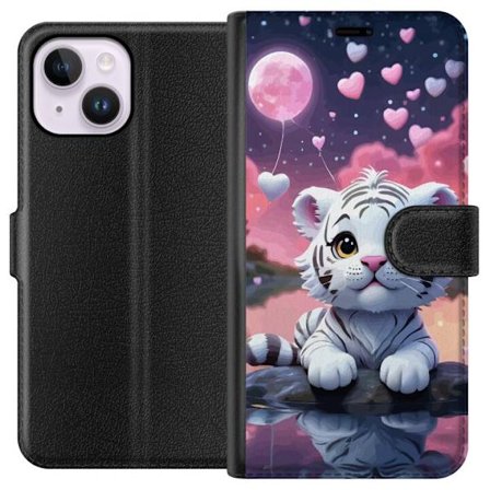 Kompatibel Tegnebogsetui til Apple iPhone 14 Plus Tigerunge rosa