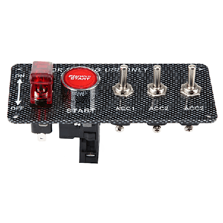 12 V:n kilpa-auton moottorin sytytyspaneelin käynnistyspainike, vipukytkin, hiilikuitu