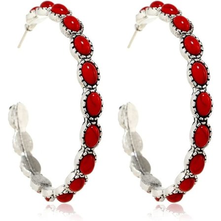 Boho Turkos Oval Drop Hängande Örhängen för Kvinnor Pärlstav Western Blomma Tear Drop Örhängen Vintage Etnisk Legering Hänge Smycken Gåva