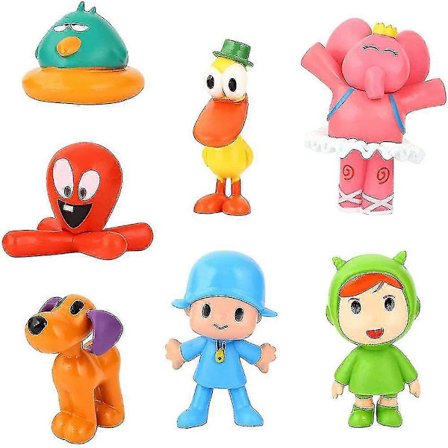 7 kpl/setti Pocoyo Leksaker Mini Pocoyo -hahmolelut, mallinukke pöytäkoriste lelusetti lastenlahjoja [hy]
