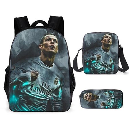 3 stk/sett fotballstjerne Lionel Messi ryggsekk student skolesekk