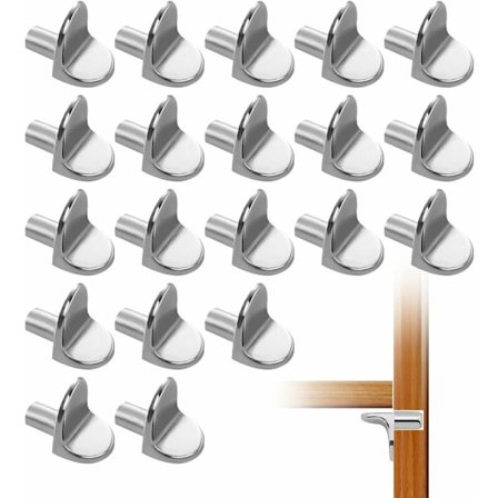 20 kappaletta hyllyn tukitappia, niklattu metalli tukitappi L-muoto kaappiin, kirjahyllyyn, hyllyyn