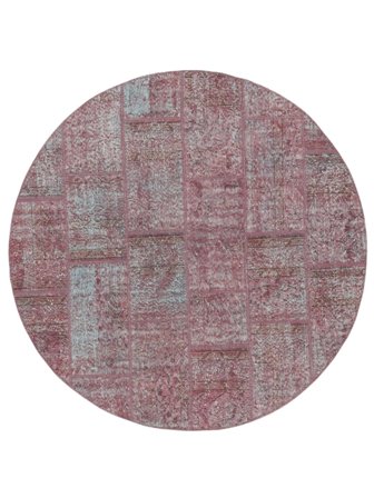 Patchwork Tæppe Moderne Rundt Mørkerød/Rød (Uld, Tyrkiet)