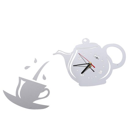 DIY akryl kaffekopp tekanna 3D väggklocka dekorativt kök