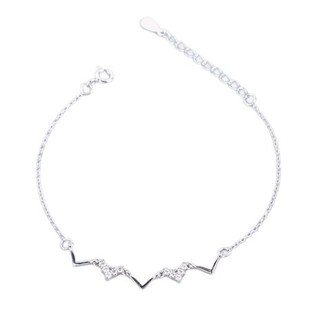 S925 Sterling Silver Heartbeat Wave Armband Geometric Wave Bling Fina smycken för kvinna flickvän