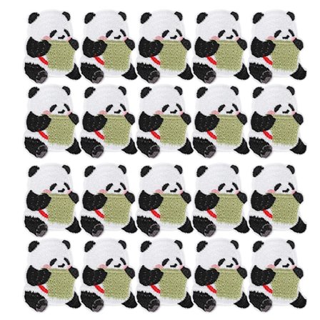 20 stk. Panda-patches, broderi, klæbemærker i stof, farve, håndlavet, gør-det-selv, strygemærkat