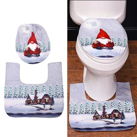 Toalettlock + Toalettmatta (Grå) Julmatta Bad