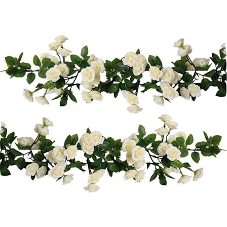 2 Pakkausta (1,78 m Jokainen Nauha) Tekokukka Riippuva Ruusun Kukkaköynnös Tekokukka Ruusun Köynnös Kotijuhliin Puutarhaan (69 Pientä Ruusun Kukkaa 
