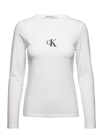 Monogram Logo Long Sleeves Langærmet T-shirt Hvid Calvin Klein Jeans