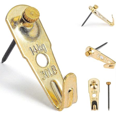 Bildhängare 13,6 kg (30-pack), Professionella bildhängningskrokar med spikar, Premium bildhängare för gipsväggar och träväggar, Bildkrokar för 