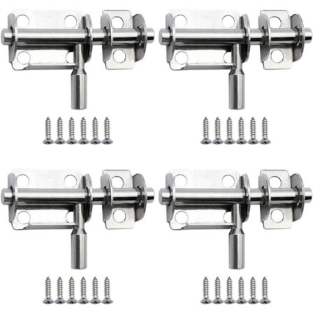 4 stk. 65 mm Mini rustfri stål skydedørslåse Sikkerhedsdørslås med skruer til badeværelsesdør Trædør Husdyrsdør Soveværelse