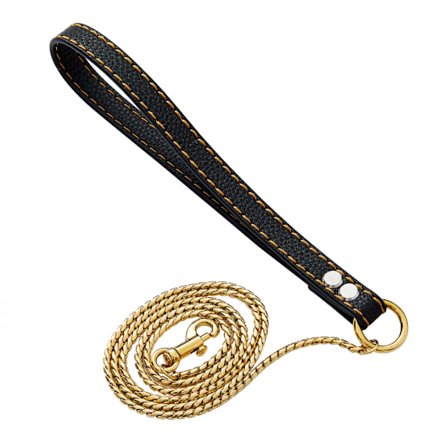 Starkt guld hundkoppel 3,2 fot rostfritt stål bredd 4 mm trottoarkant C