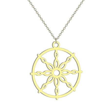 Dharma Hjul Buddhistisk Hengesmykke Dharmachakra Yoga Choker Juler Talisman Buddha Religiøse Indiske Smykker Gaver Gullfarget