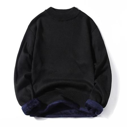 Vinter fleece tröja herr herr 2022 Ny casual Tjock tröja manligt märke Höst kashmir o-ringad herr toppar Black O-Neck 2XL (72-81KG)