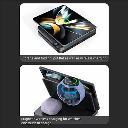 3-in-1 Trådlös Laddare Samsung Galaxy - Buds - Watch - Svart