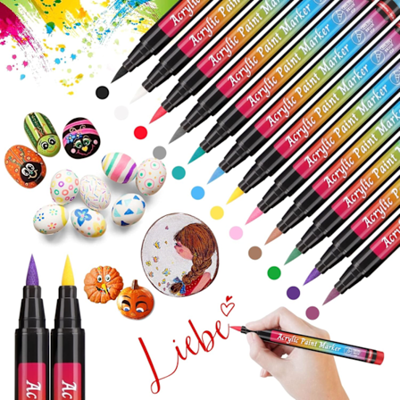 12 Colors Waterproof Permanent Rock Painting Acrylic Paint Pens