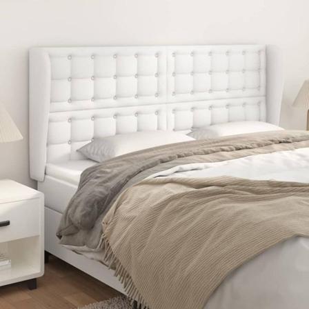 Vidaxl Huvudgavel Med Kanter Vit 183x23x118/128 Cm Konstläder Vit