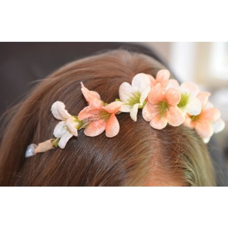 Hårband med Blommor, Aprikos - Busy Lizzie