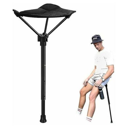 Udendørs sammenklappelig bærbar campingstol - Sort